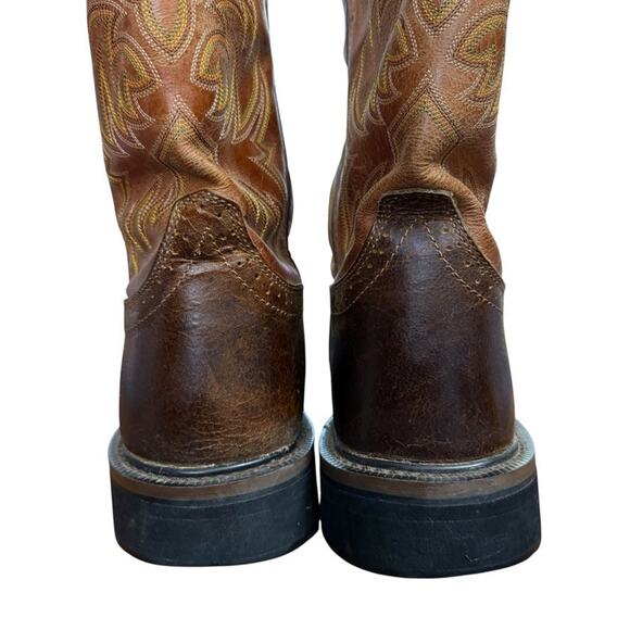 Justin Stampede Brown Leather Mid Calf WK4812 Mens Western Cowboy Boots sz 10 D - Picture 11 of 16